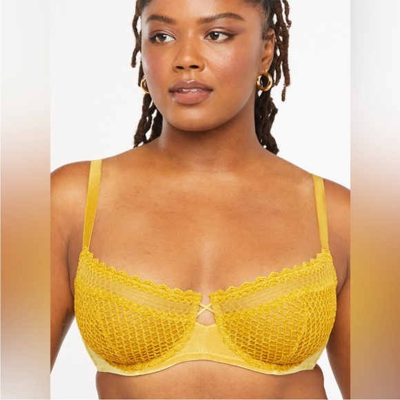 Savage X Fenty NWOT Velvet Vixen Balconette Bra HoneyComb Yellow Size 42DDD - Picture 4 of 13